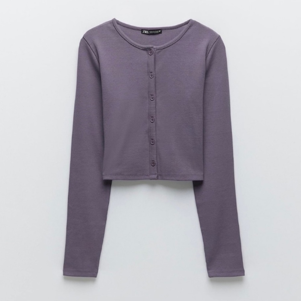 NWT ZARA RIBBED PURPLE KNIT CARDIGAN SIZE S